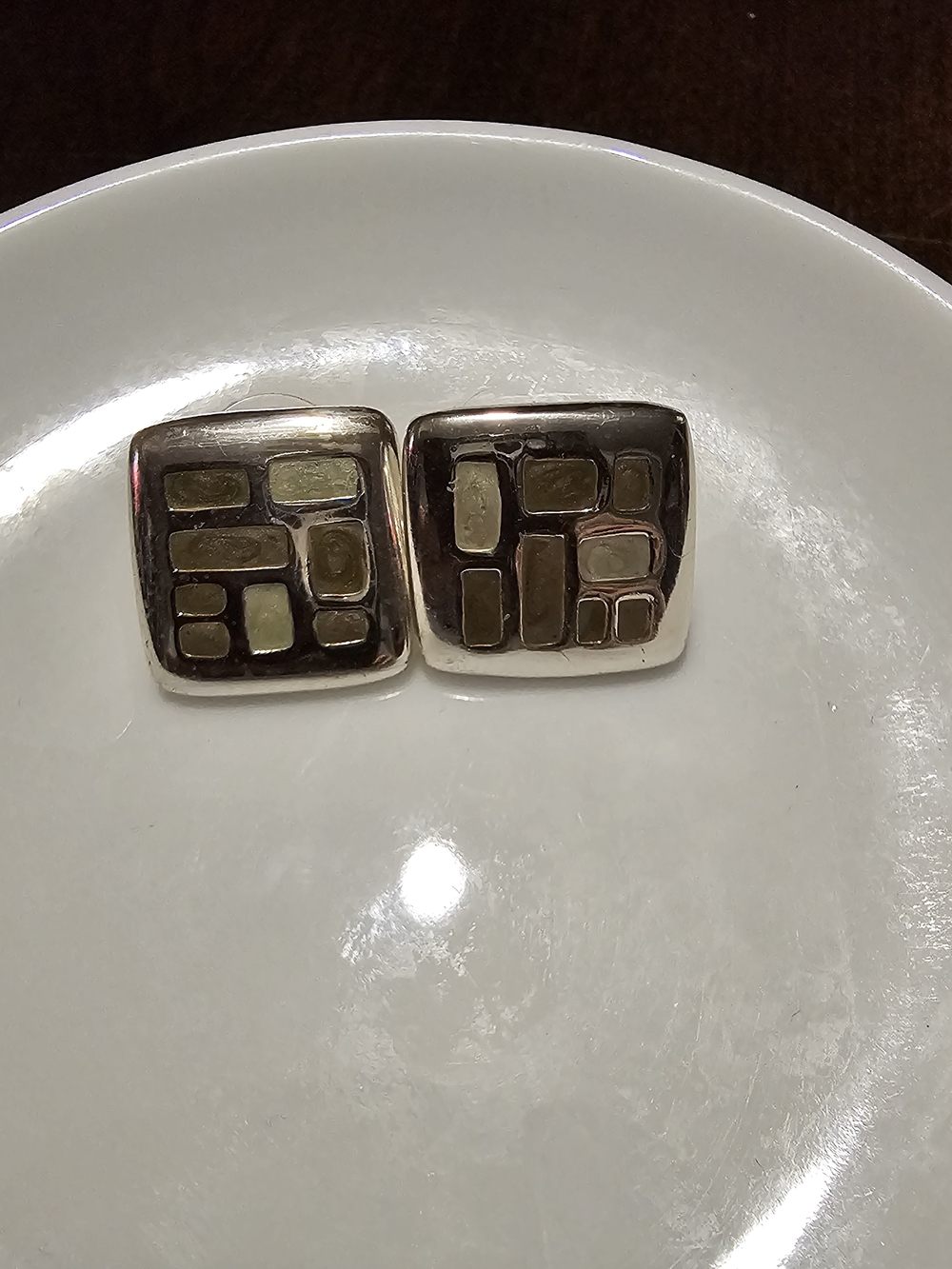 Kenneth Cole Mosaic Square Silver Earrings